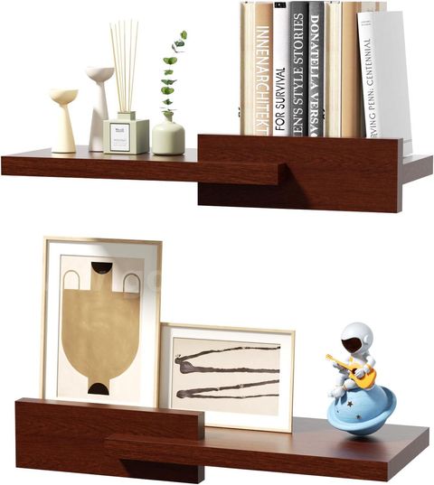 Brand New - Set of 2 Rustic Wood Floating Shelves for Wall, 16 Inches, Brown - Shipping Available