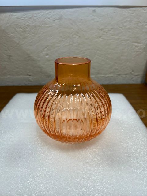 Lot of 4 New Room Essentials Amber Orange Ribbed Glass Bud Vases – Decorative Flower Vases– Shipping Available