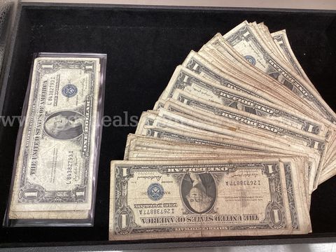Ninety-Six US One Dollar Silver Certificate Bills: (3) Series 1935, (93) Series 1957