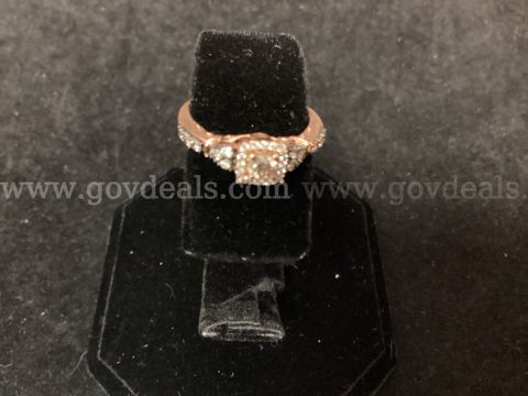Levian Rose 14k Gold Ring with Clear Stones