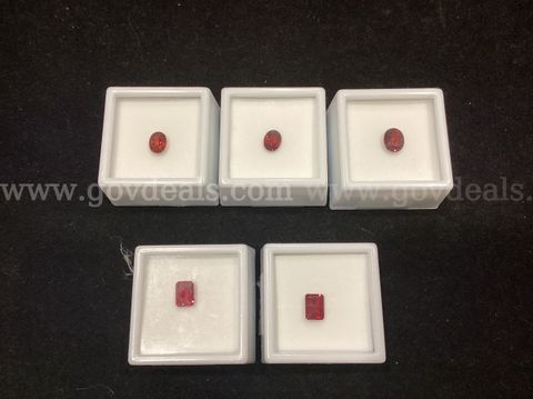 5 Red in Color Stones all in Sealed White Boxes