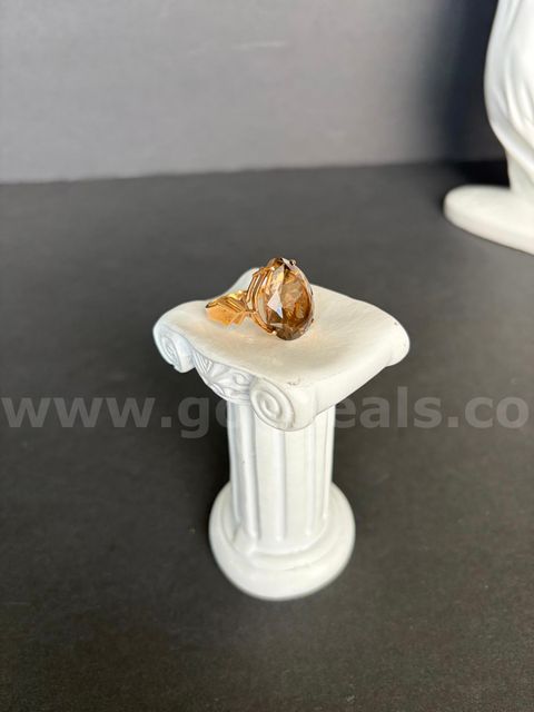 TiDDRs: Stunning 10K Gold Cocktail Ring with Pear-shaped Smokey Quartz, Size 7-1/4. Confirmed by jeweler.