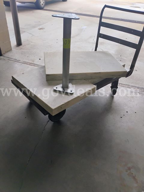 3 Marble/stone slab pieces with metal pole