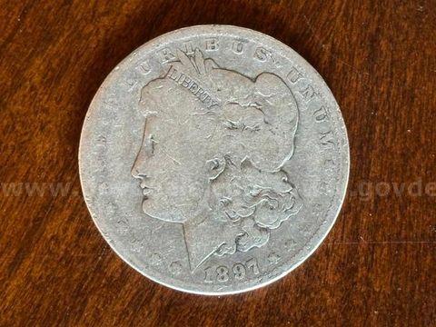 1897 Morgan Silver Dollar Philadelphia Mint No Mint Mark Circulated 90% Silver