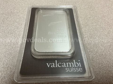 100 Gram Valcambi Suisse .999 Fine Silver Bar