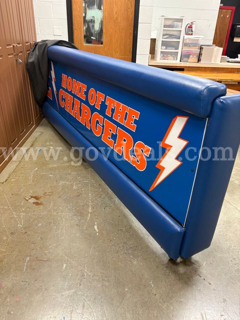 Padded Athletic Gymnasium Scorer’s Table / Official’s Bench (130" W) with Storage Cover