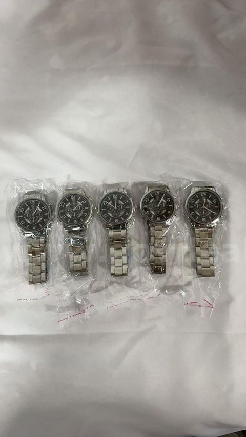 SHIPPING AVAILABLE lot of 5 Men's Stainless Steel Chronograph Watch, Black Dial Analog Quartz Wrist Watch(W-001)