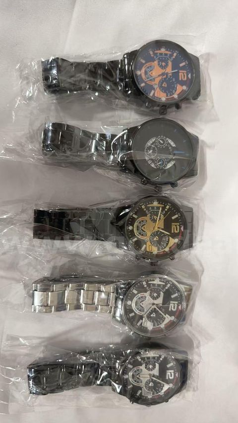 SHIPPING AVAILABLE 5 styles of men's business chronograph watches with steel bands in different colorways(W-006)