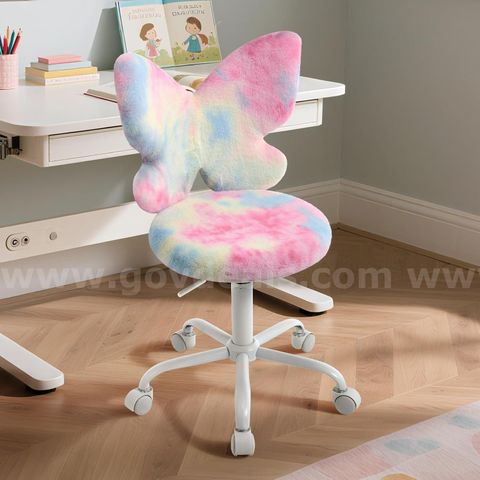 SHIPPING AVAILABLE Lessmore Pink Girls Desk Chair - Comfy Swivel Kids Desk Chair for Girls Room, Fluffy Butterfly(A-025)