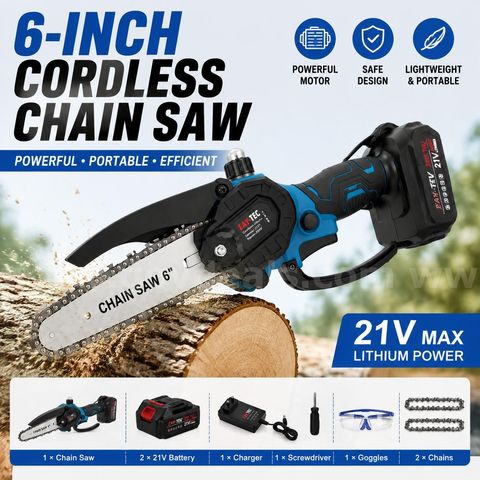 SHIPPING AVAILABLE Mini Chainsaw Cordless, 6-Inch Portable Handheld Chainsaw with Security Lock & Oiler System(AA-08)