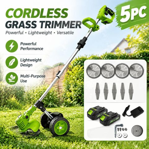 SHIPPING AVAILABLE Lot of 5 Cordless Weed Eater with Wheels, 21V Electric Grass Trimmer Edger with 2 Batteries(M-1)