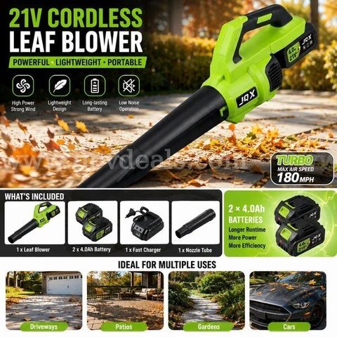 SHIPPING AVAILABLE 21V Cordless Leaf Blower, Dual Batteries & High-Performance Handheld Yard Blower (B-03)