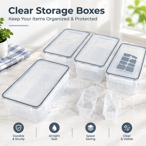 SHIPPING AVAILABLE 8 Pcs Clear Kitchen Storage Containers with Airtight Latching Lids(B1–02)