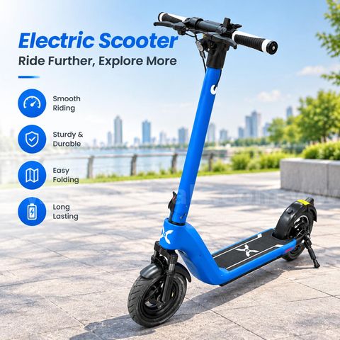 (CA) SHIPPING AVAILABLE Blue Electric Scooter Foldable Commuter Kick Scooter (H1-HLOS-BLU)