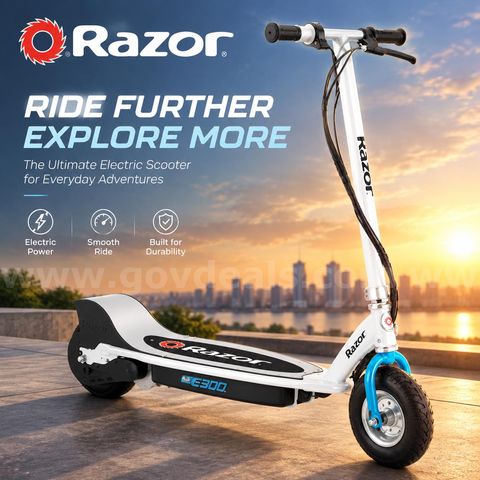 (CA) SHIPPING AVAILABLE E300 Electric Scooter - White, up to 15 mph, for Teen (E300 ISTA )