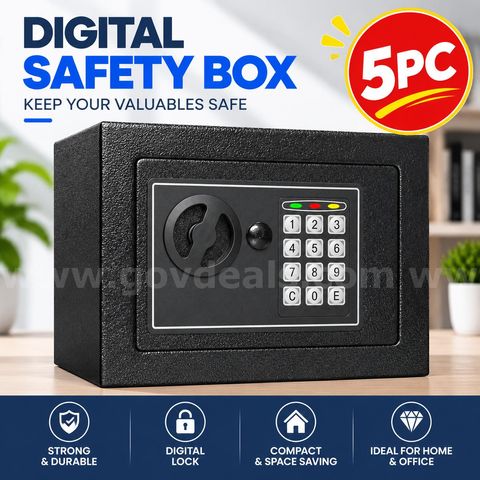 SHIPPING AVAILABLE Lot of 5 Steel Digital Safe Box with Sensor Light for Home & Office Security (B1-01)