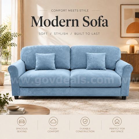 Brand New 80" Oversized Blue Boucle Modern Loveseat Sofa - Deep Seat Cloud Couch for Living Room (A-111)