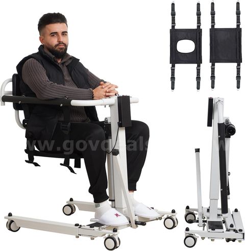Local Pick-Up Only Electric Patient Lift Transfer Chair for Home & Car 275 lbs Capacity White Backrest (BK-20)
