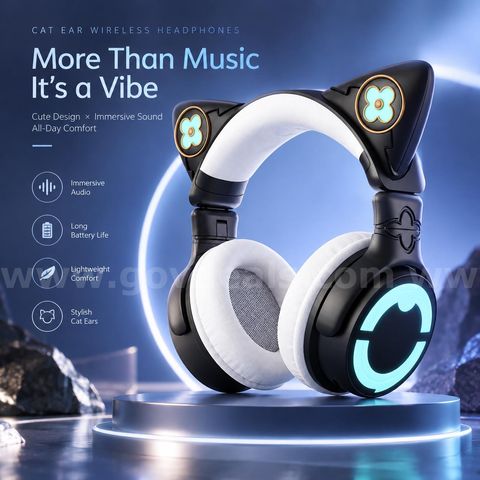 SHIPPING AVAILABLE Life in a different world from zero Rem LED Cat Ear Wireless Earphones Anime(HT-06)