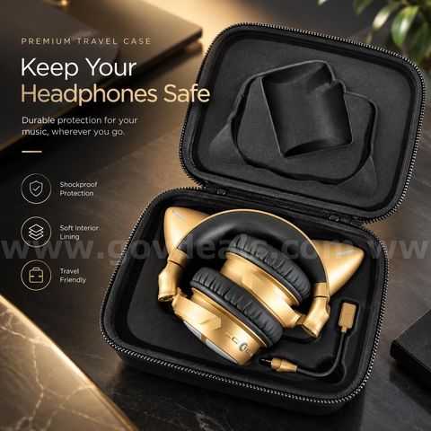SHIPPING AVAILABLE Cute LED Cat Ear Wireless Headphones Over-Ear Gaming Headset,Golden&Black(HT-02)