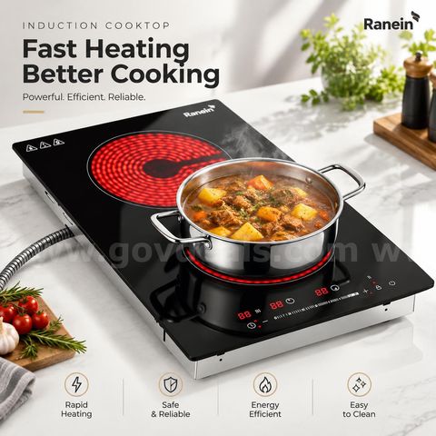 SHIPPING AVAILABLE Ranein 12 Inch 2 Burner Electric Cooktop, 3000W, 240V(D-004)