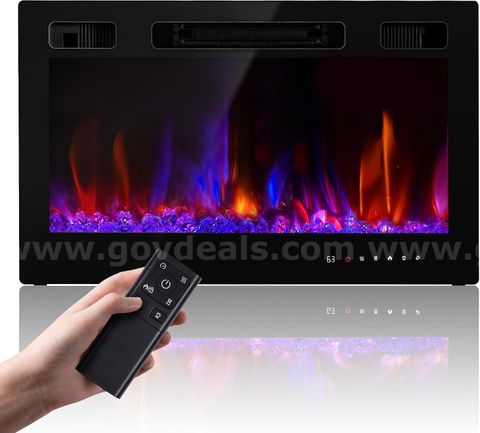 SHIPPING AVAILABLE Electric Fireplace Insert 36" Realsmart 1500W Wall Mounted Fireplaces Recessed Heaters Remote(B4-03)