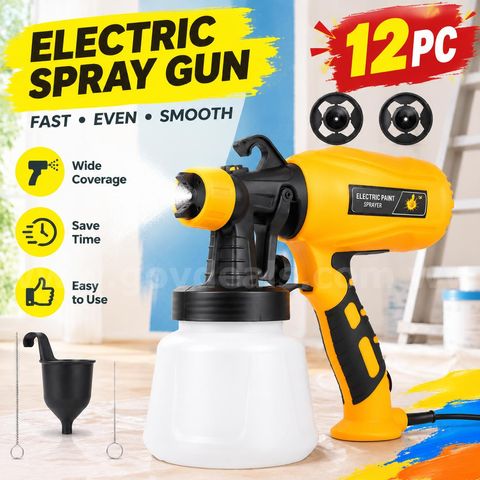 SHIPPING AVAILABLE Lot of 12 Avsty Electric Paint Spray Gun - High Power 850W HVLP Sprayer w/Container, Nozzles (AA-09)