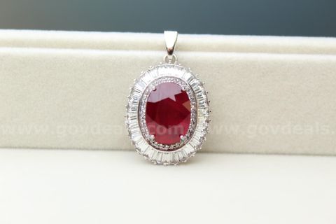 Vintage Lab Ruby Silver Pendant