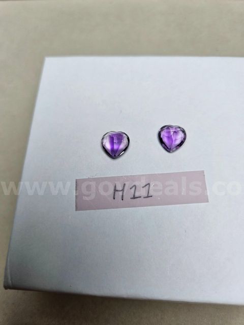 Natural Brazil Heart Cut AAA Amethyst (Matched Pair) - 6.6 Total Carats
