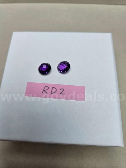 Natural Brazil Round Checkerboard Faceted AAA Amethyst (Matched Pair) - 6.9 Total Carats