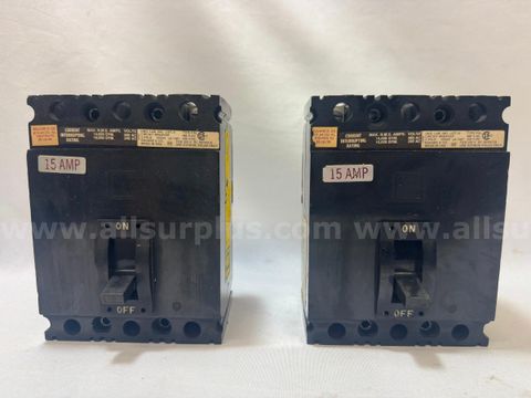 (Lot Of 2) Square D Fal-34015 Circuit Breaker 15a Type Fal 3-Pole 480vac