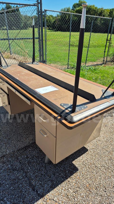 Metal Desk and Wood Table