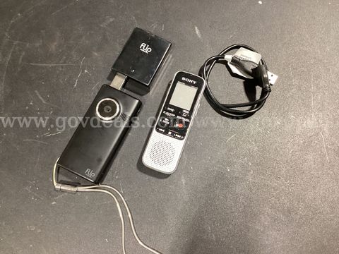 Cisco Flip Video Camcorder & Sony Digital Voice Recorder Bundle - Untested / As-Is