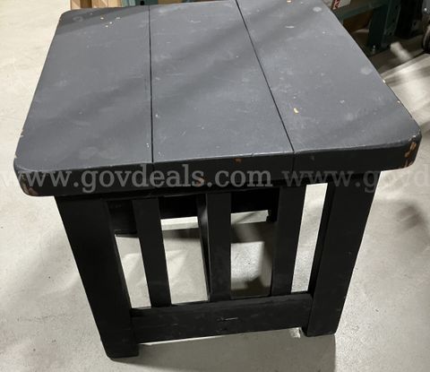 Black Wooden Mission-Style Accent Table / Side Table / Stool 23x21x20
