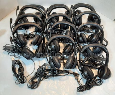 Lot of 14 - Logitech Wired USB Headset with Noise-Cancelling Microphone H390 / A00146 / A00086