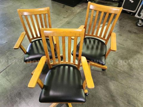 Lot of 3 Vintage style Wooden Banker's Chairs
