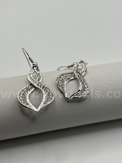 Rhodium Clad (Silver) Fancy Detailed Earrings.