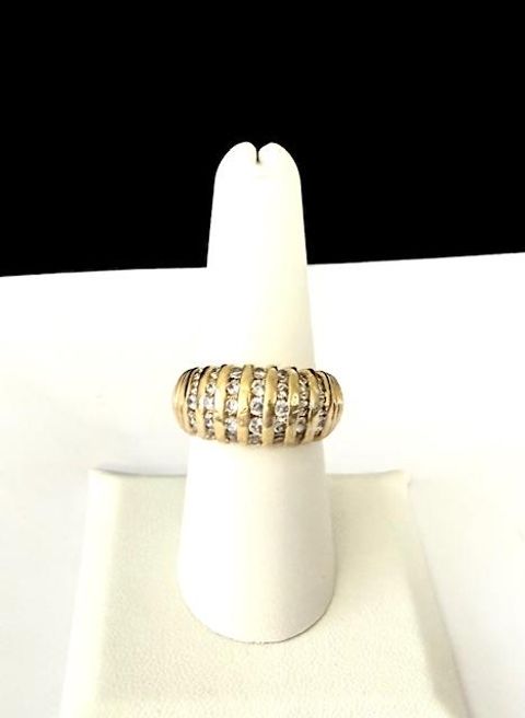 Beautiful, Ladies, 24k Gold Filled, Size 8 CZ Dome Ring