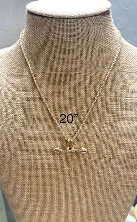 Beautiful, 2MM, 20", Real 24k Gold Filled, Rope Chain Necklace W/Weightlifters Pendant