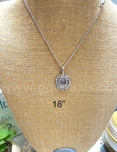 Rhodium Clad, 18” Curb Link Necklace W/2 Sided Mary Pendant