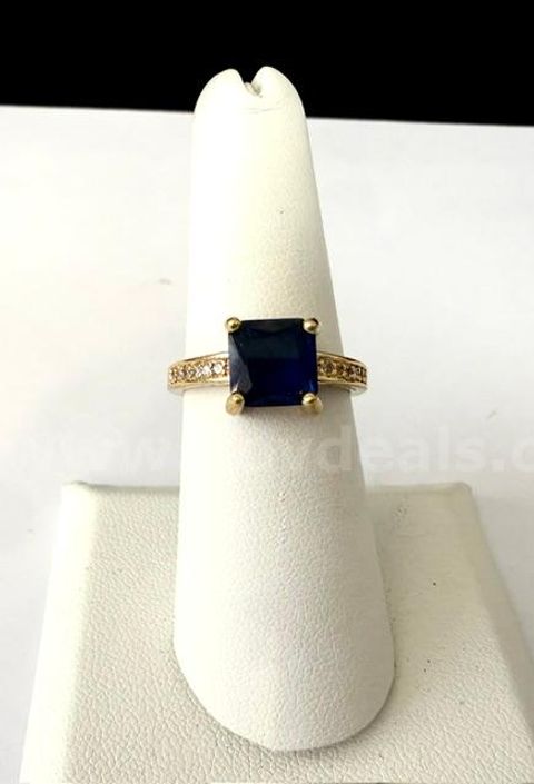 Gorgeous, Size 6 1/2, CZ Sapphire Ring, Real 24k Gold Plated
