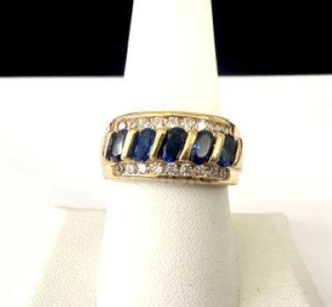 Beautiful, Ladies, Size 8 1/2, CZ Sapphire Ring/Wedding Band, Real 24k Gold Plated
