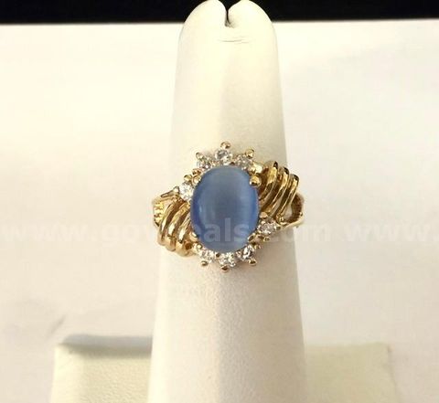 Beautiful, Size 4 1/2, Ladies, CZ Chalcedony Ring, Real 24k Gold Plated