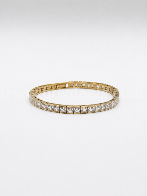 Ladies, Beautiful, 7 Inch, CZ Tennis Bracelet. 24k Real Gold Filled.