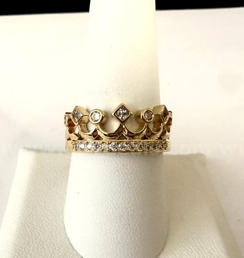 Stunning, Unisex, Size 9 1/2, CZ Crown Ring, Real 24k Gold Filled