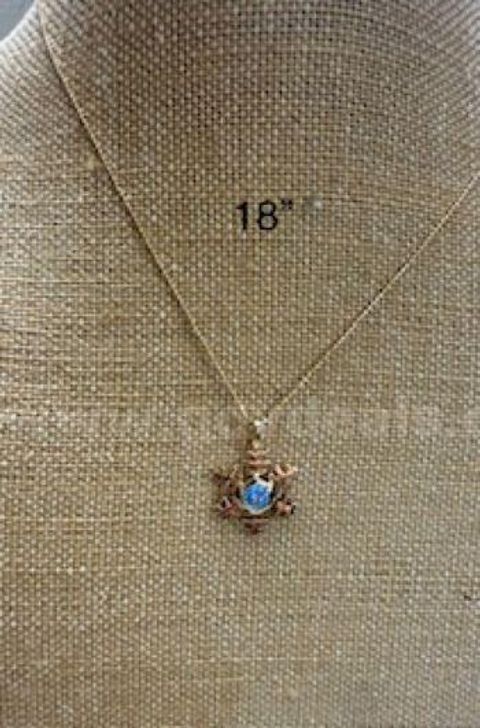 Beautiful, Sea Blue, CZ Snowflake Pendant, W/18" Bead Chain, Real 24k Gold Filled