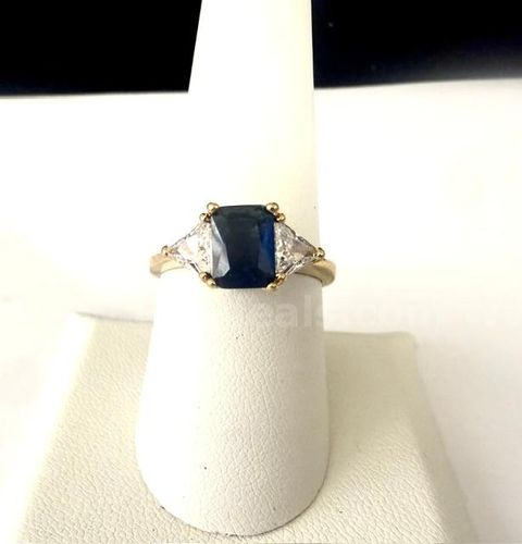 Gorgeous, Ladies, Size 8 1/2, CZ Sapphire Ring, Real 24k Gold Filled
