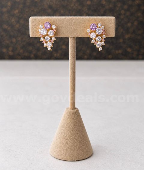FREE SHIP W/WIN!! Gorgeous, 24k Real Gold Plated. Grape Bunch CZ Earrings.