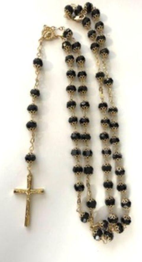 Beautiful, 30 Inch, CZ Black Onyx Rosary, Real 24k Gold Filled