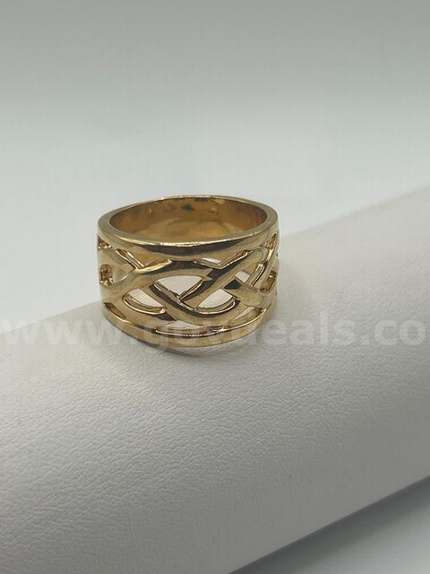 Size 9, Thick Band Weave Ring. 24k Real Gold Filled.